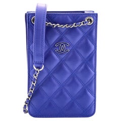 Chanel CC Phone Holder Crossbody Bag Quilted Calfskin
