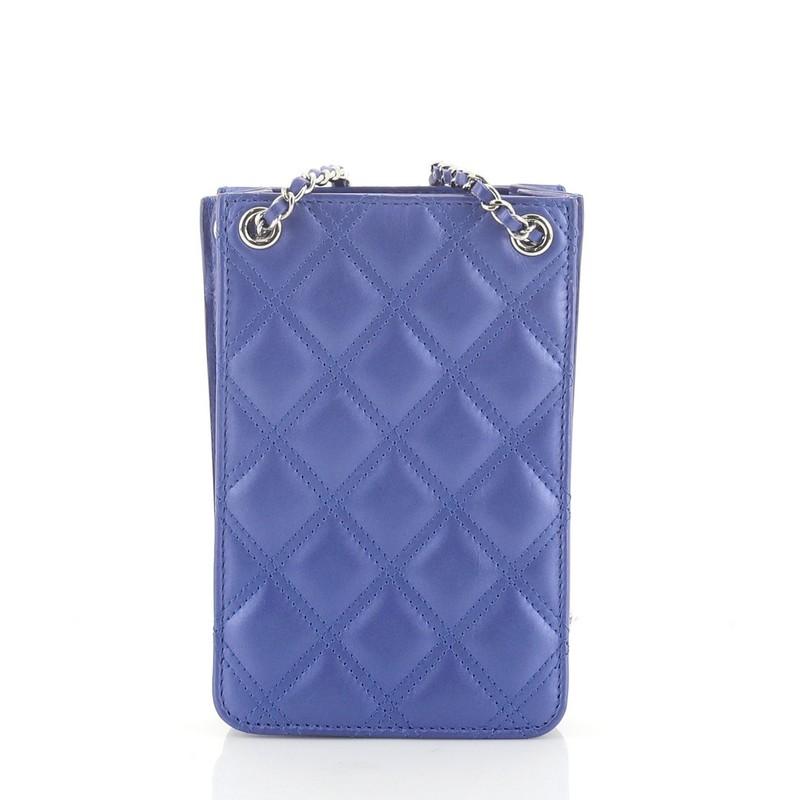 Chanel CC Phone Holder Crossbody Bag Quilted Lambskin In Good Condition In NY, NY