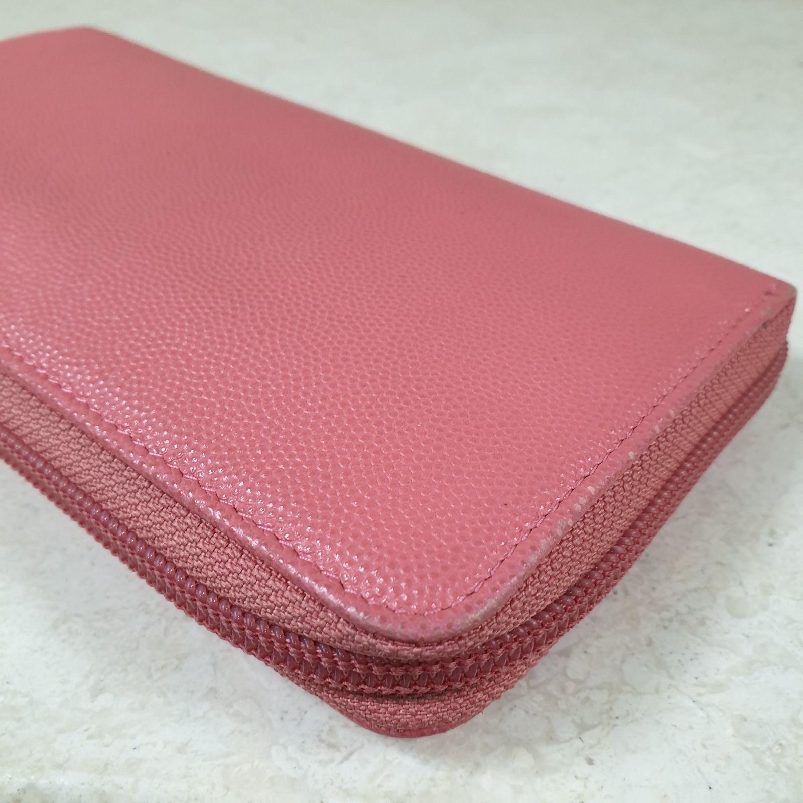 Chanel CC Pink Caviar Leather Wallet For Sale 9