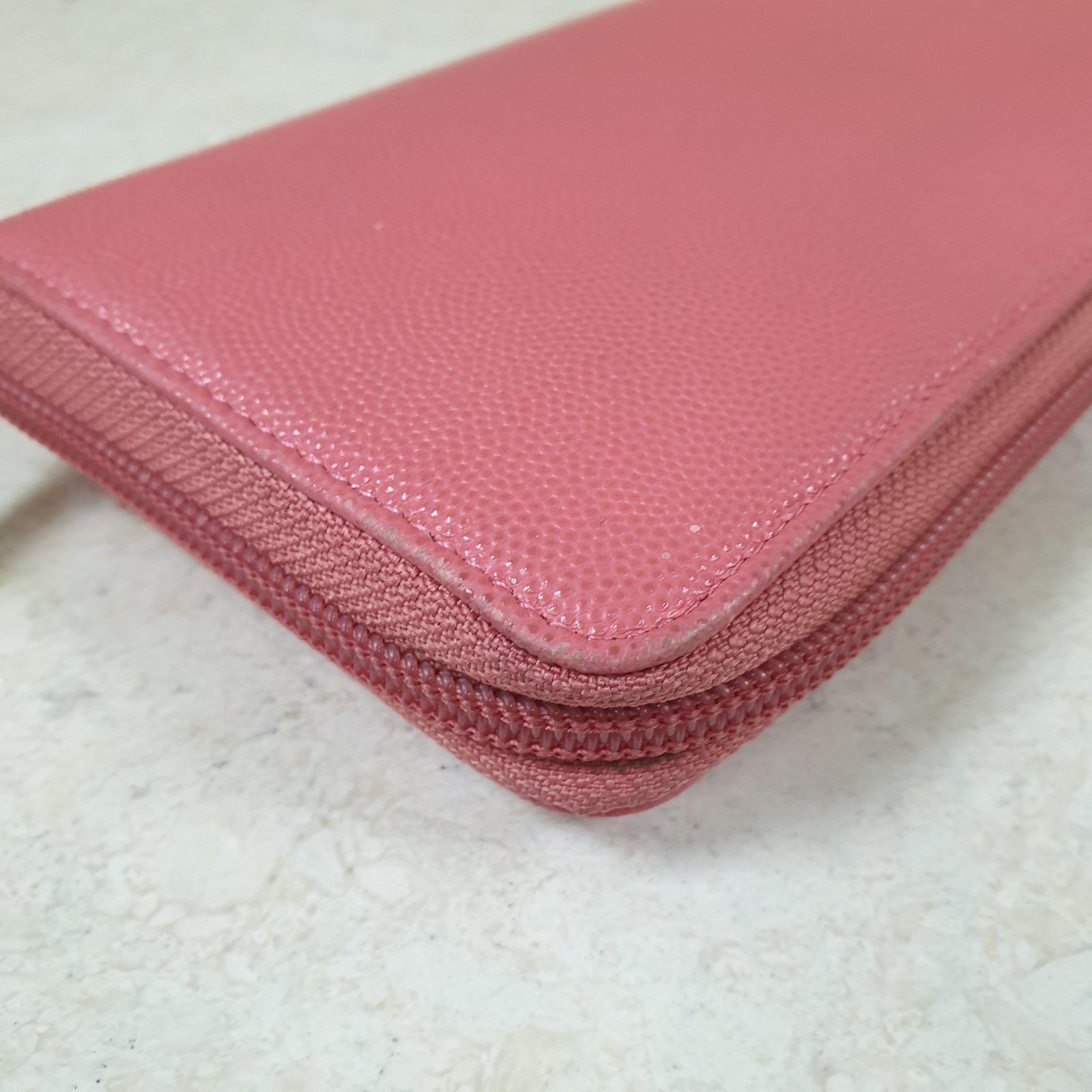 Chanel CC Pink Caviar Leather Wallet For Sale 11
