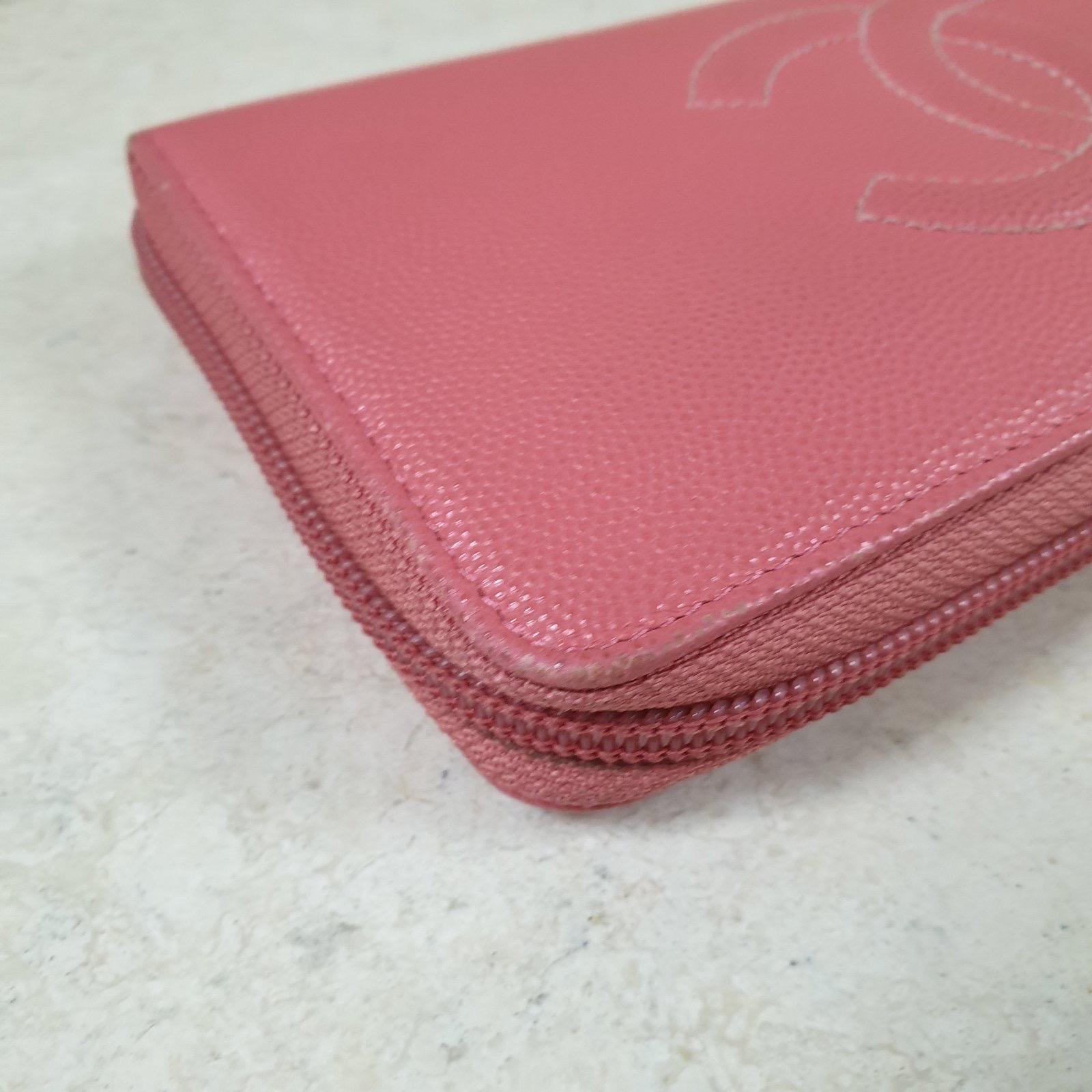 Chanel CC Pink Caviar Leather Wallet For Sale 12