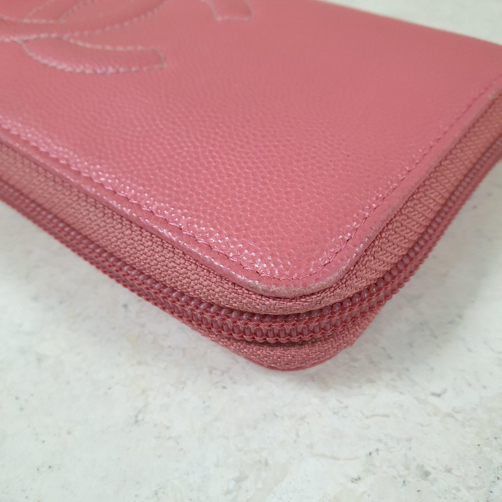 Chanel CC Pink Caviar Leather Wallet For Sale 5