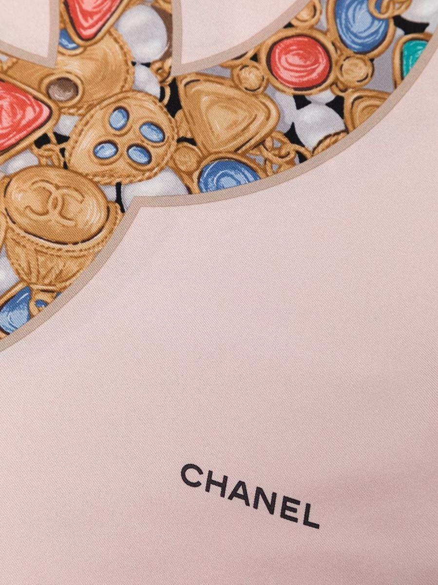 Chanel CC Pink Jewellery Print Silk Scarf In Excellent Condition In London, GB
