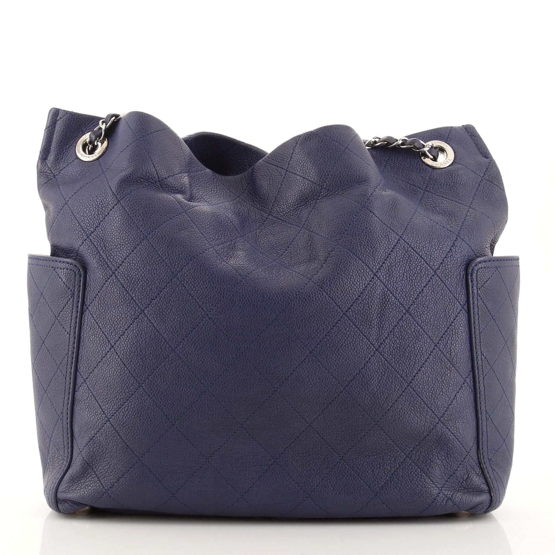 Chanel CC Tasche Hobo Gesteppt Kaviar Medium (Schwarz)