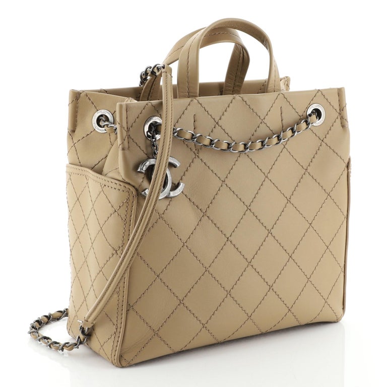 Chanel CC Pocket Tote Quilted Calfskin Small at 1stDibs