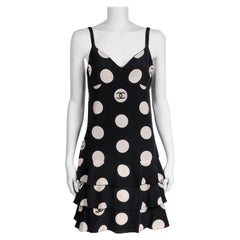 Retro Chanel "CC" Polka-Dot Runway Ruffled Dress, Spring-Summer 1997