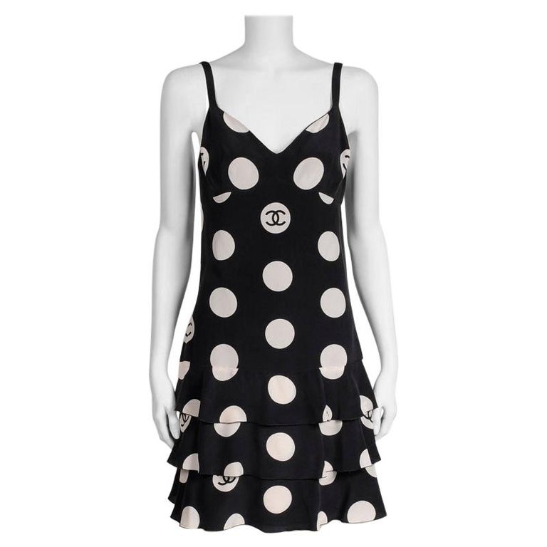 Chanel - Authenticated Dress - Silk White Polkadot for Women, Very Good Condition