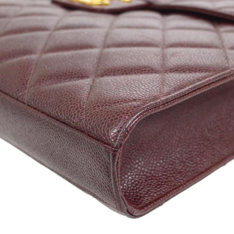 Black CHANEL CC Purple Caviar Leather Gold Hardware Top Handle Travel Briefcase Bag