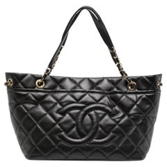 Chanel CC Quilted Black Caviar Tote Bag