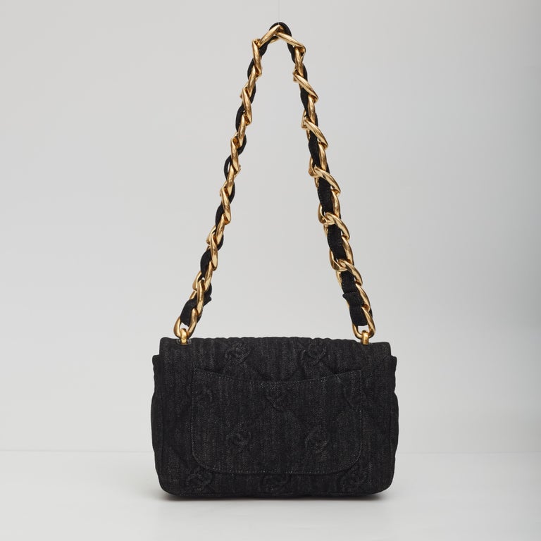 Chanel CC Quilted Black Denim Medium Flap Bag (2022) at 1stDibs
