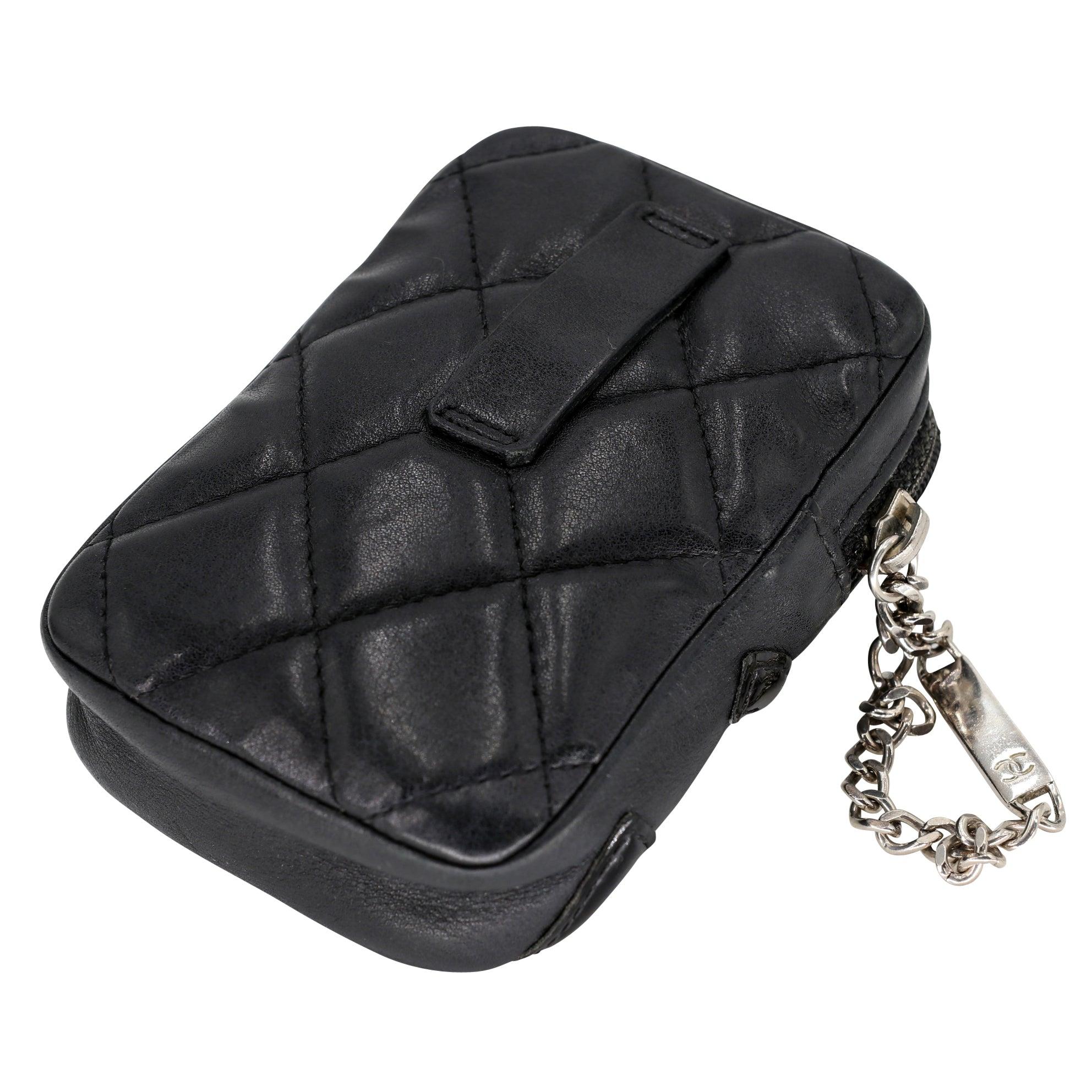 Black Chanel CC Quilted Lambskin Cambon Zip Pouch CC-W1005P-A001