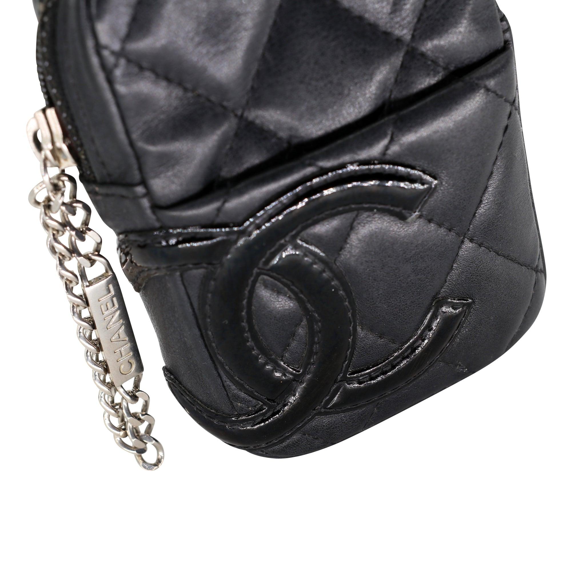 Chanel CC Quilted Lambskin Cambon Zip Pouch CC-W1005P-A001 In Good Condition In Downey, CA