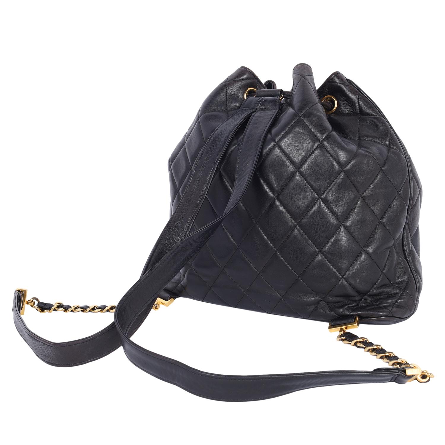 Chanel CC Quilted Lambskin Drawstring Backpack For Sale 1