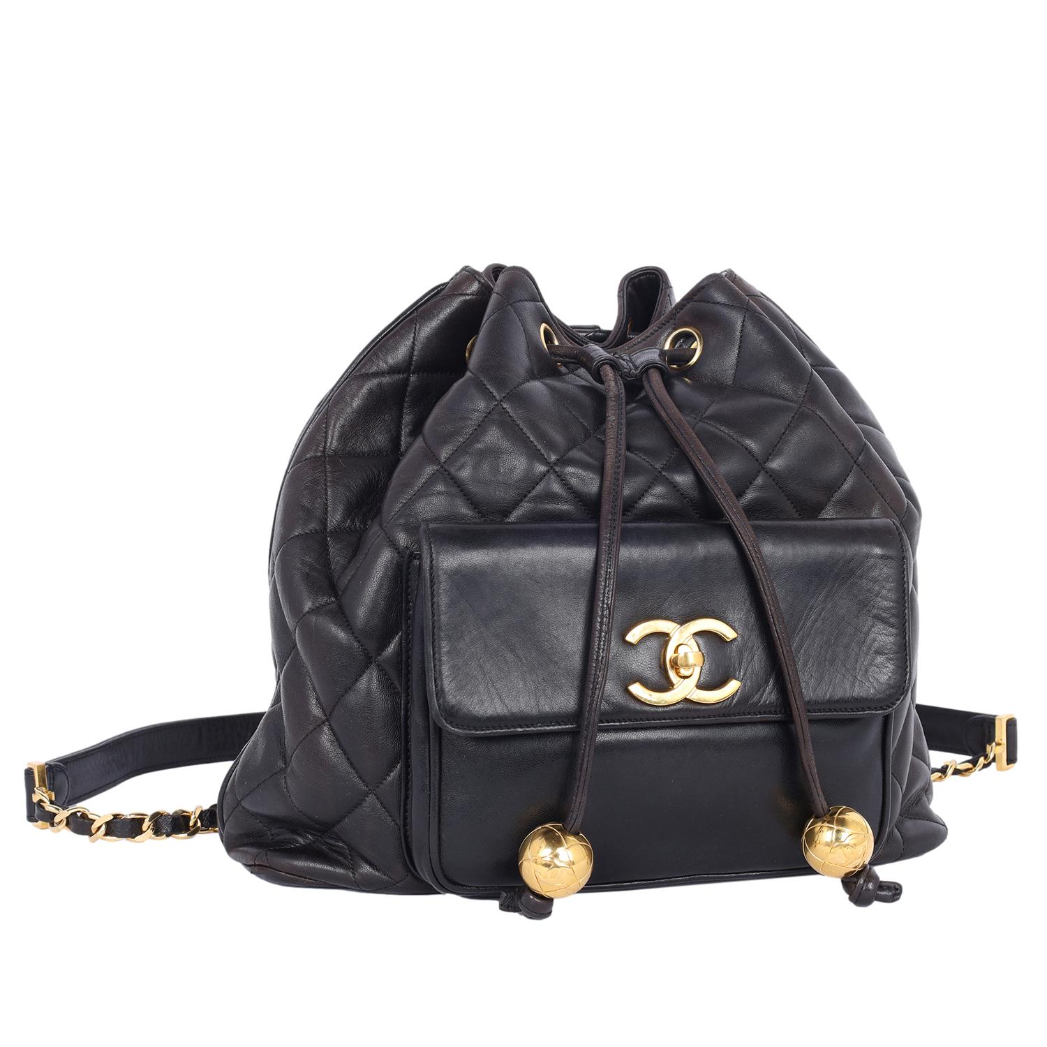 Chanel CC Quilted Lambskin Drawstring Backpack For Sale 2