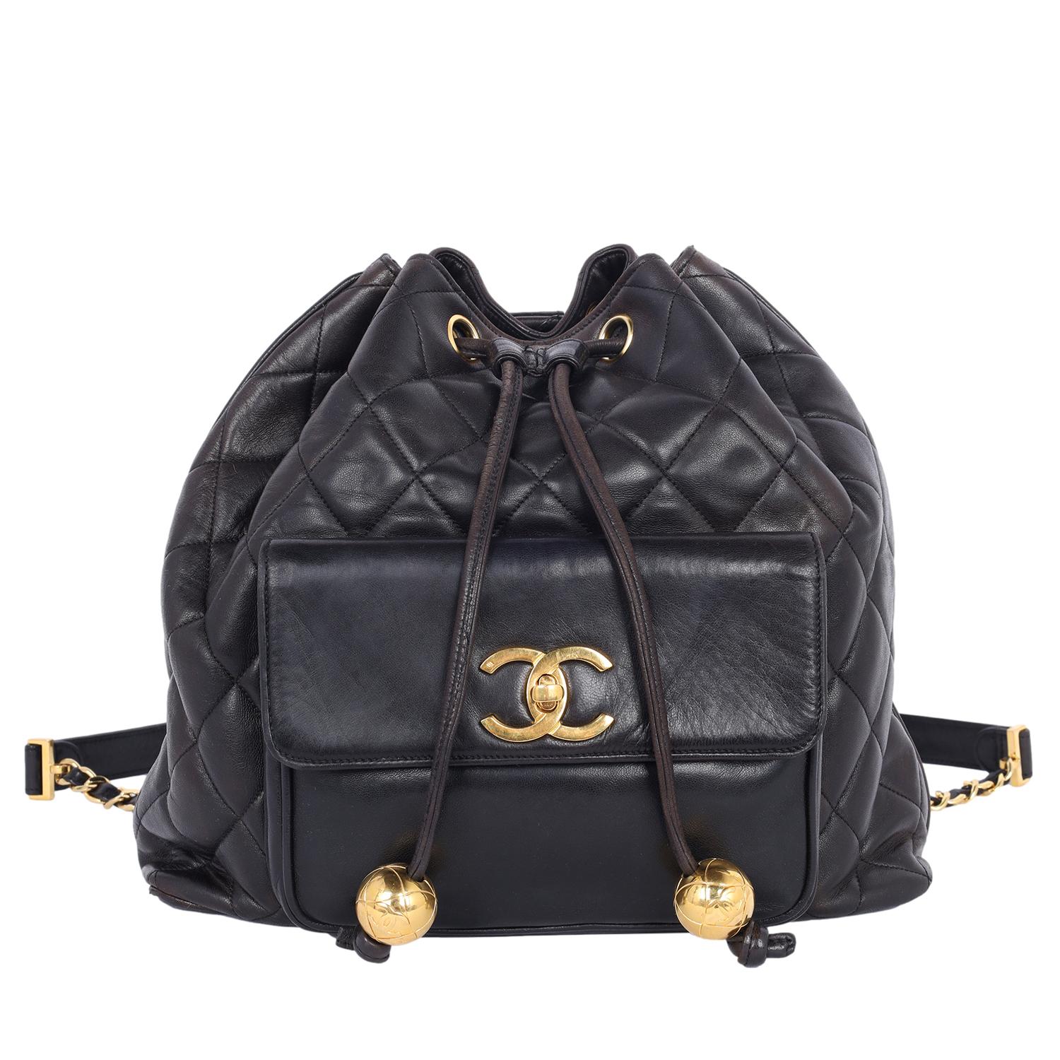 Chanel CC Quilted Lambskin Drawstring Backpack For Sale 3