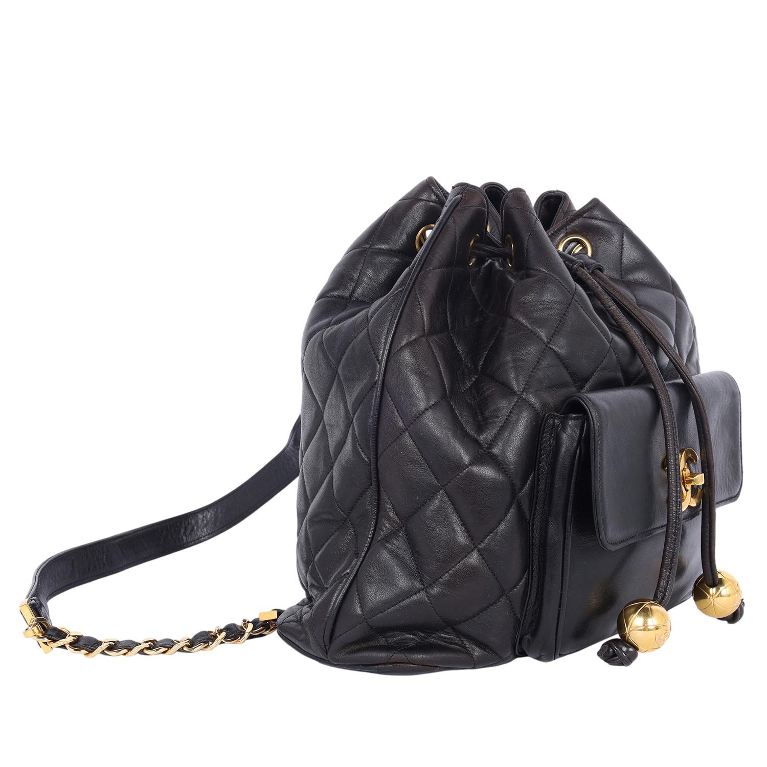 Chanel CC Quilted Lambskin Drawstring Backpack For Sale 4