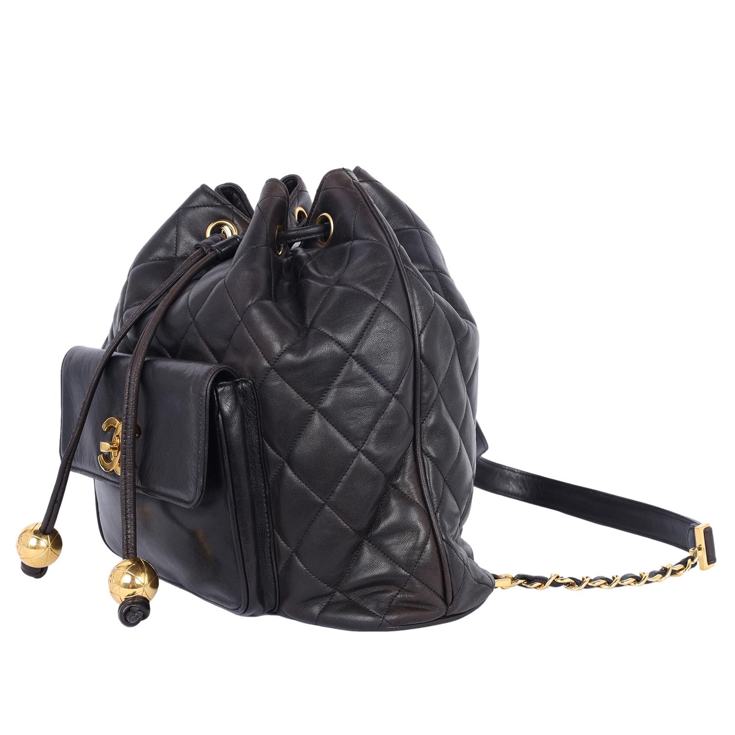 Chanel CC Quilted Lambskin Drawstring Backpack For Sale 5