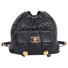 Retro Chanel CC Quilted Lambskin Drawstring Backpack