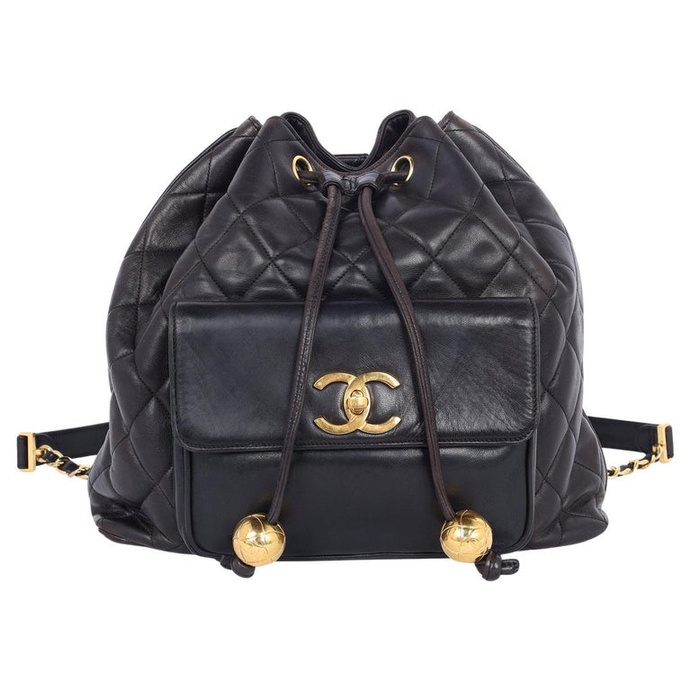Chanel CC Quilted Lambskin Drawstring Backpack For Sale at  display picture 1