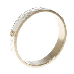 Chanel CC Quilted Two Tone Metal Bangle Bracelet