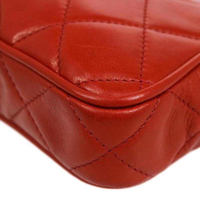 CHANEL CC Red Leather Gold Hardware Tassel Waist Belt Bag 1