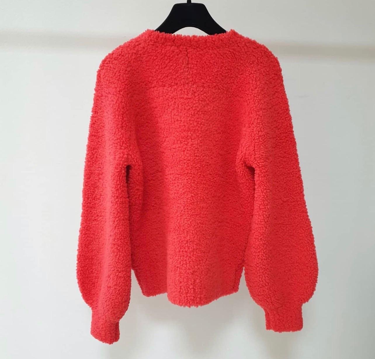Chanel CC Red Teddy Sweater 1