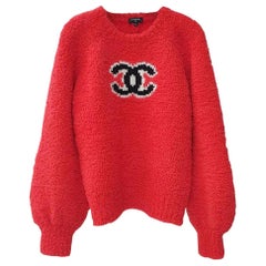 Chanel CC Red Teddy Sweater 