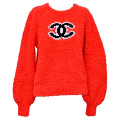 CHANEL CC Pull Teddy Rouge NOUVEAU Taille 40FR