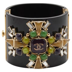 Chanel CC Resin Crystals Gold Tone Bracelet