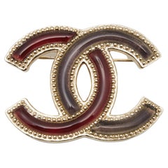 Chanel CC Resin Gold Tone Brooch