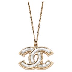 Chanel CC Resin Gold Tone Pendant Necklace