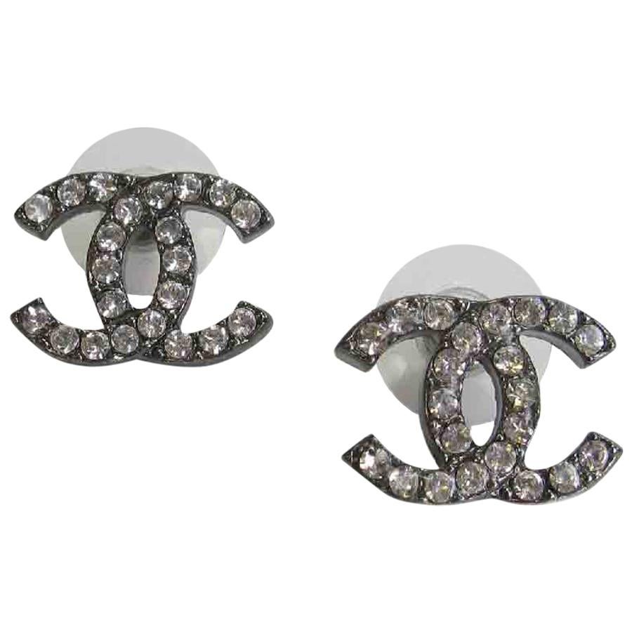 CHANEL "CC" Rhinestone Earrings