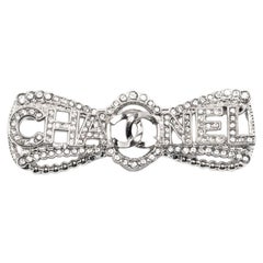 Chanel CC Rhinestone-Embellished Bow Brooch