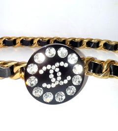 Chanel CC rhinestone gold chain belt