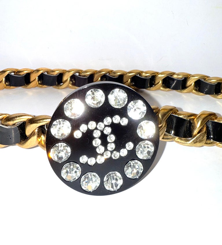Chanel CC rhinestone gold chain belt For Sale at 1stDibs display picture 3