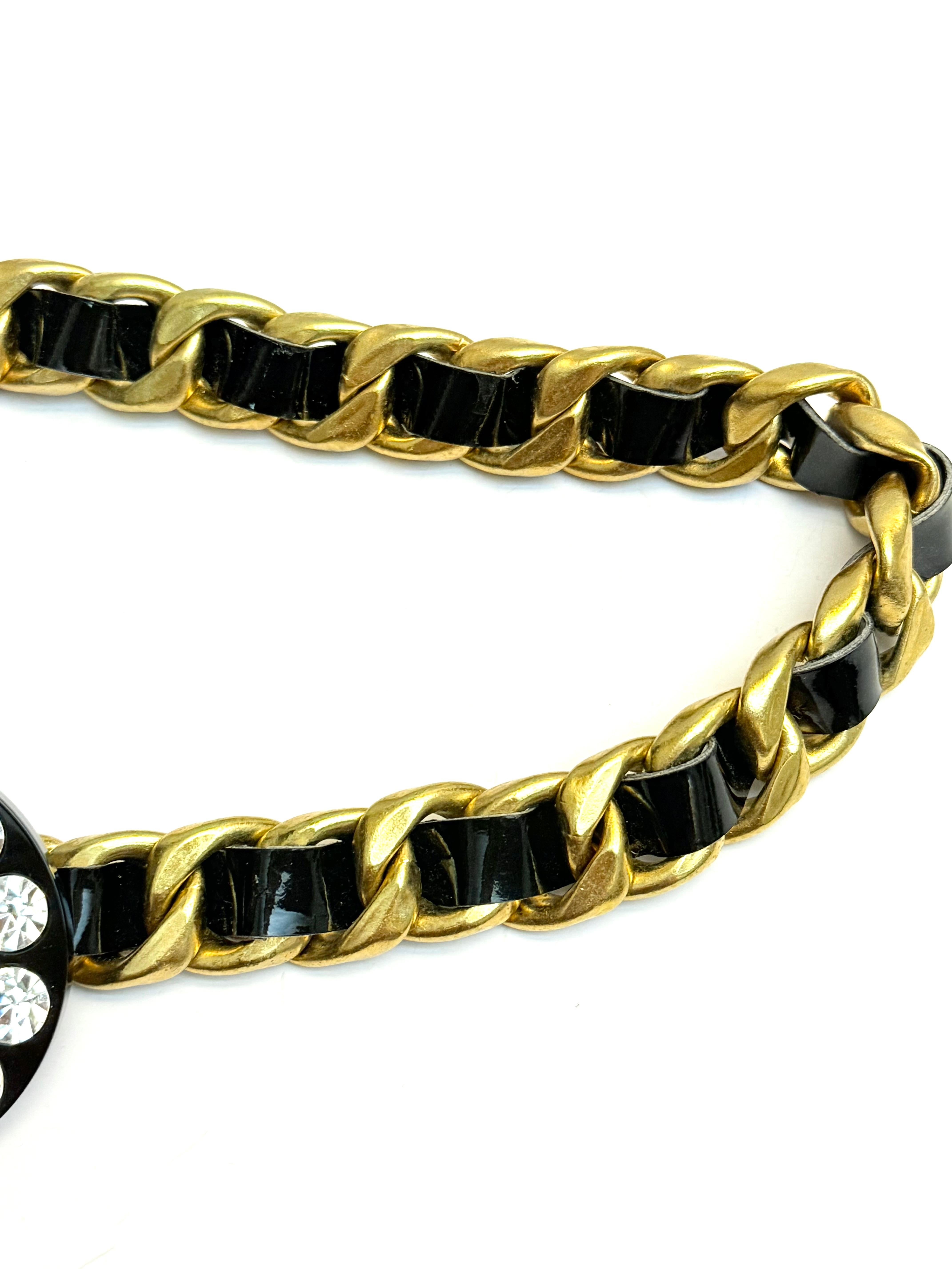 Chanel CC rhinestone gold chain belt In Good Condition For Sale In Sheung Wan, HK