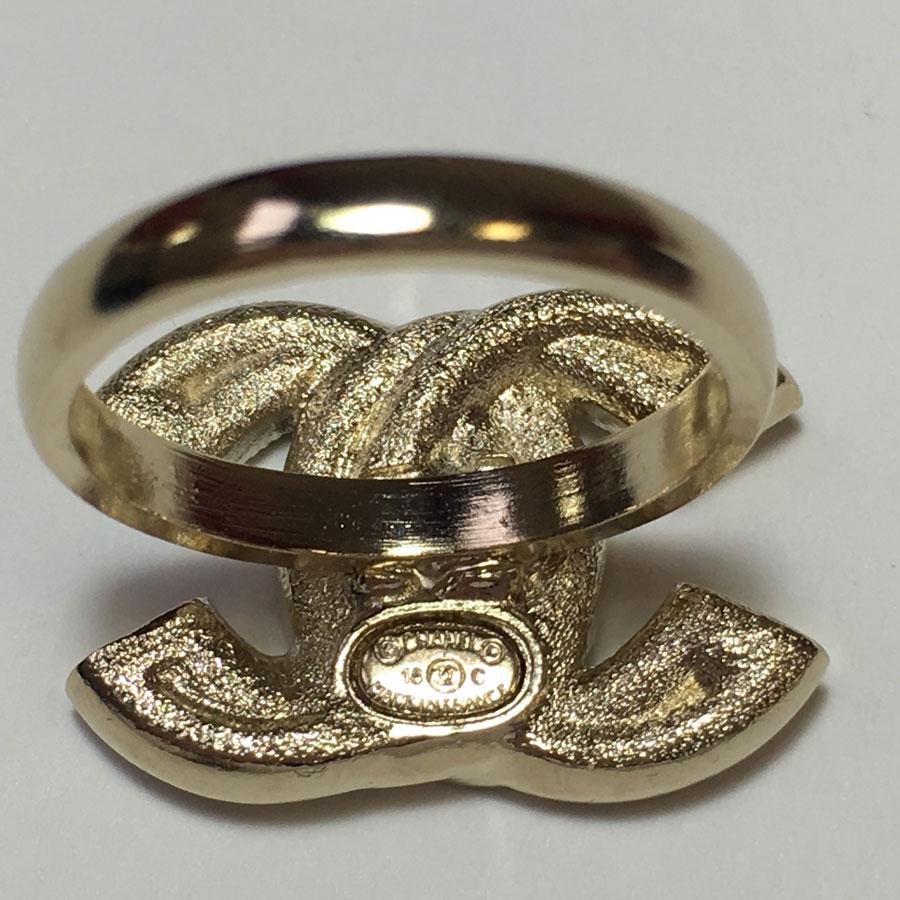 Women's CHANEL CC Ring in Gilt Metal set with Swarovski Rhinestones Size 52