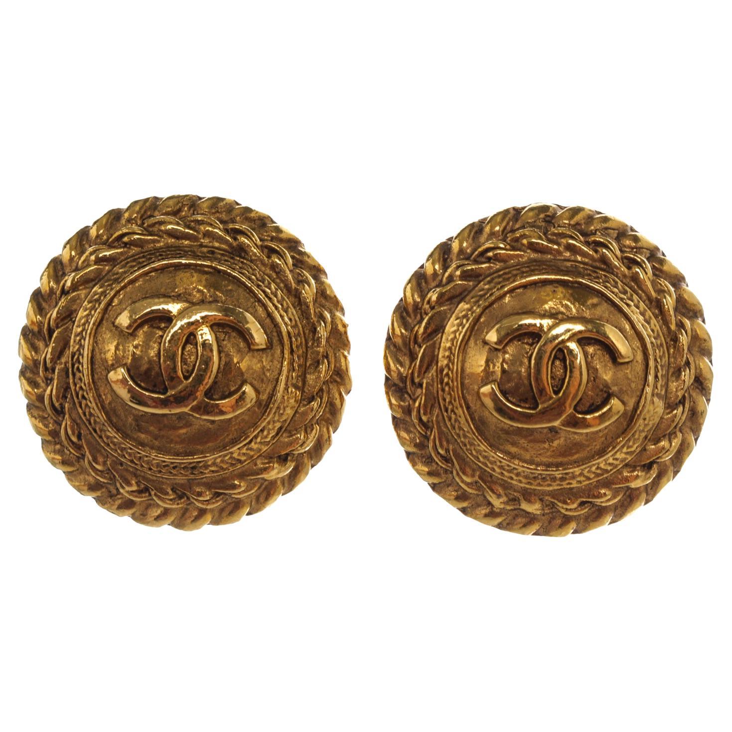 Chanel CC Round Clip-On Earrings