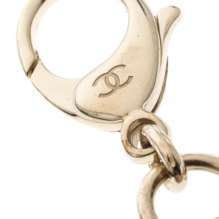 Chanel CC Round Links Gold Tone Key Ring For Sale at 1stDibs