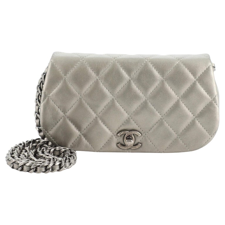 Chanel CC Saddle Full Flap Wallet on Chain Quilted Lambskin For Sale at
