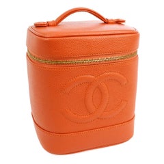Chanel "CC" Salmon Caviar Leather Cosmetic Handbag