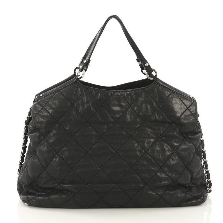 Chanel Iridescent Calfskin Quilted CC Tote Black
