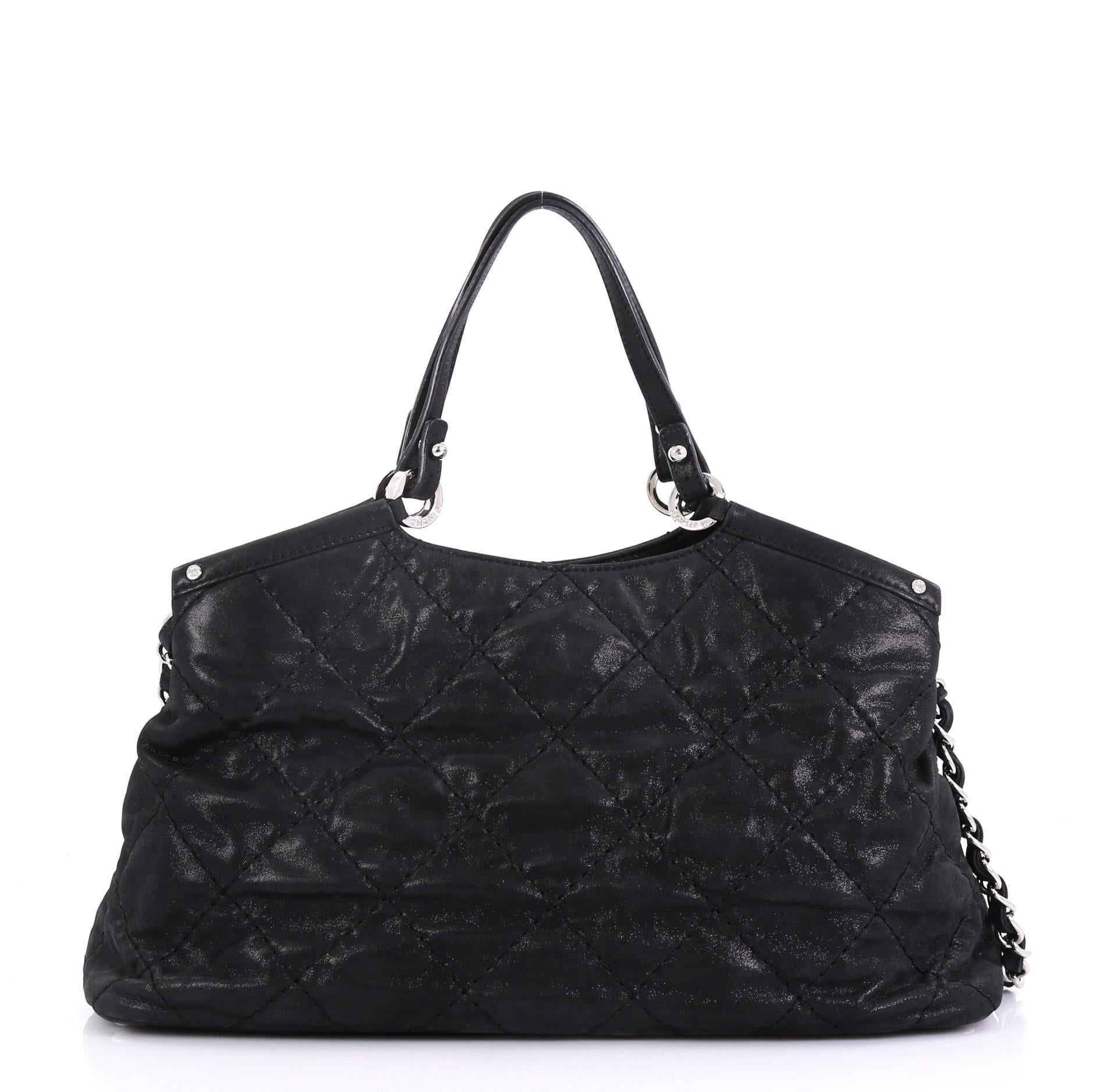 Black Chanel CC Sea Hit Tote Quilted Iridescent Calfskin Small
