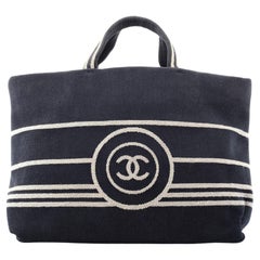 Chanel Navy Blue Denim Large Deauville Shopping Tote Chanel