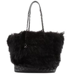 Chanel CC Shopping Tote Fox Fur with Quilted Caviar Large Chanel CC Shopping Tote Fox Fur with Quilted Caviar Large