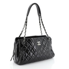Chanel CC Shopping Tote Quilted Crinkled Patent Large