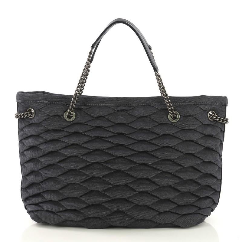 Chanel CC Shopping Tote Scale Effect Denim Medium In Excellent Condition In NY, NY