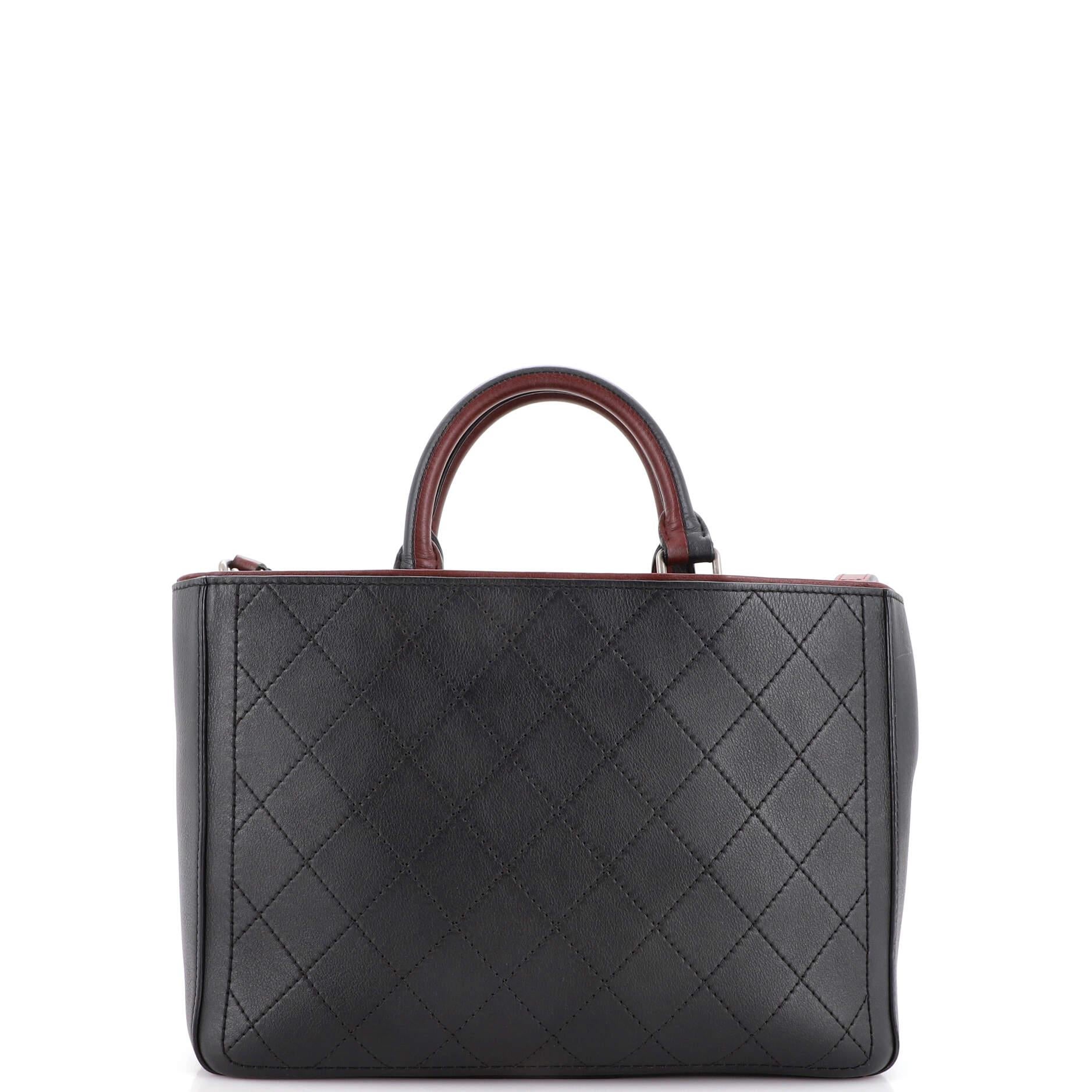 Chanel CC Shopping Tote Stitched Bullskin Medium In Good Condition In NY, NY