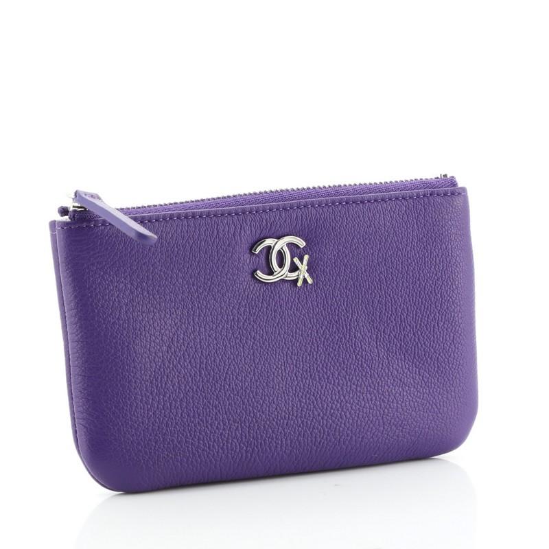 Purple Chanel CC Ski O Case Pouch Goatskin Small