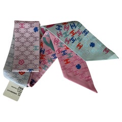 Chanel CC Slim Bandeau Twillie Pink/Light Blue/Red 2022 New